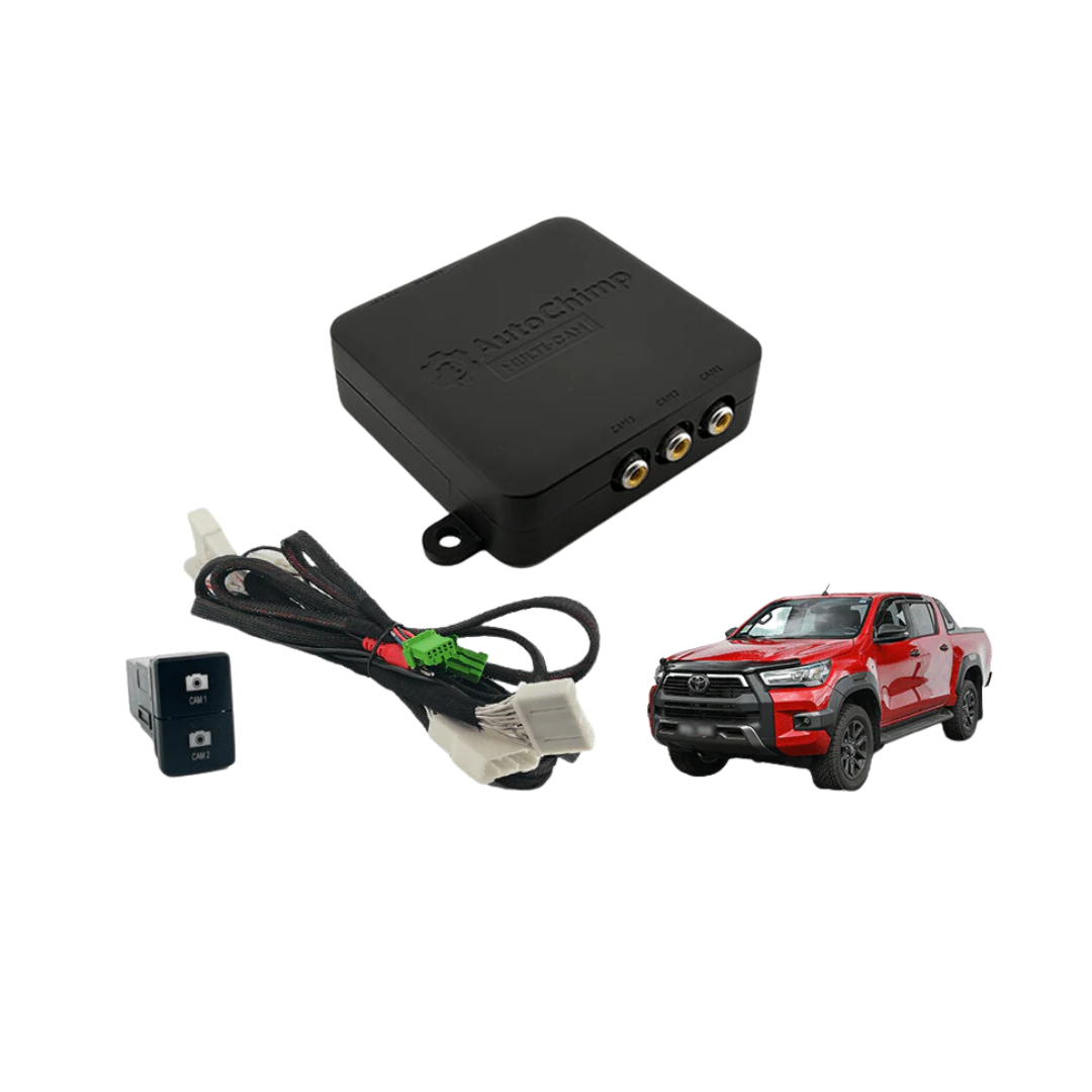 AutoChimp Dual Camera Kit for Toyota Hilux / Fortuner 2020 – 2024 | Reverse Camera On Switch + 2nd Camera Interface | AC-DUAL-HILUX-2020