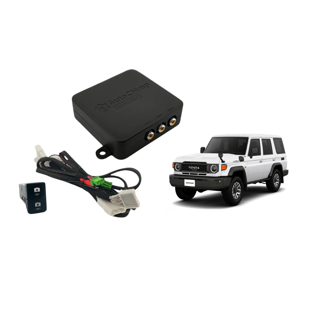 AutoChimp Dual Camera Kit for Toyota Land Cruiser 70 Series 2023+ | Reverse Camera On Switch + 2nd Camera Interface