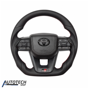 Toyota GR300 Steering Wheel Full Black Leather & Red Stitch Sport