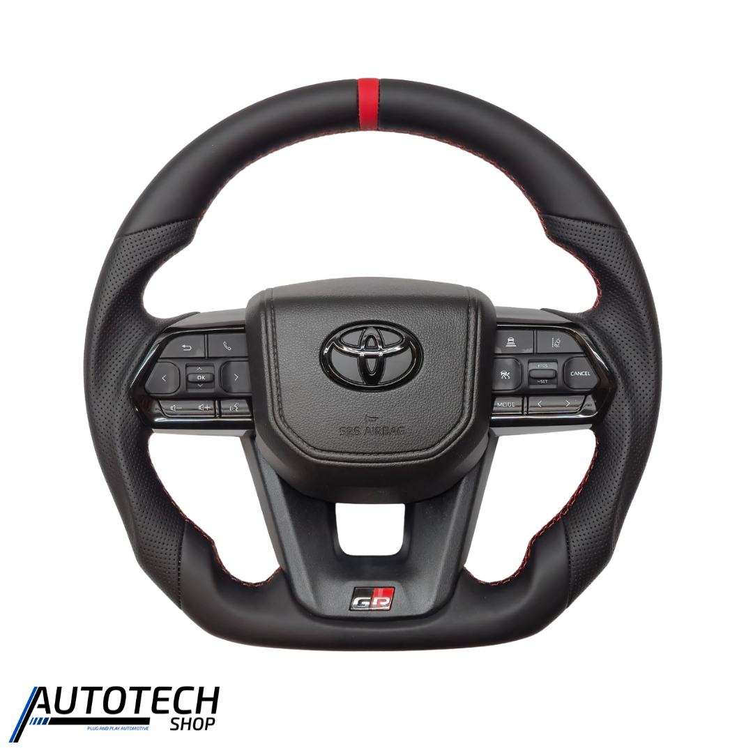 GR300 Sport Full Black Red Stitch Leather Steering Wheel