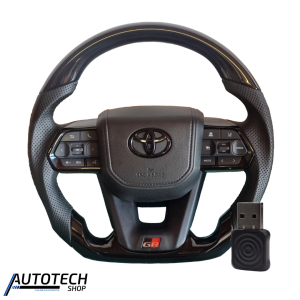 Piano Black Steering Wheel + Wired to Wireless CarPlay Dongle